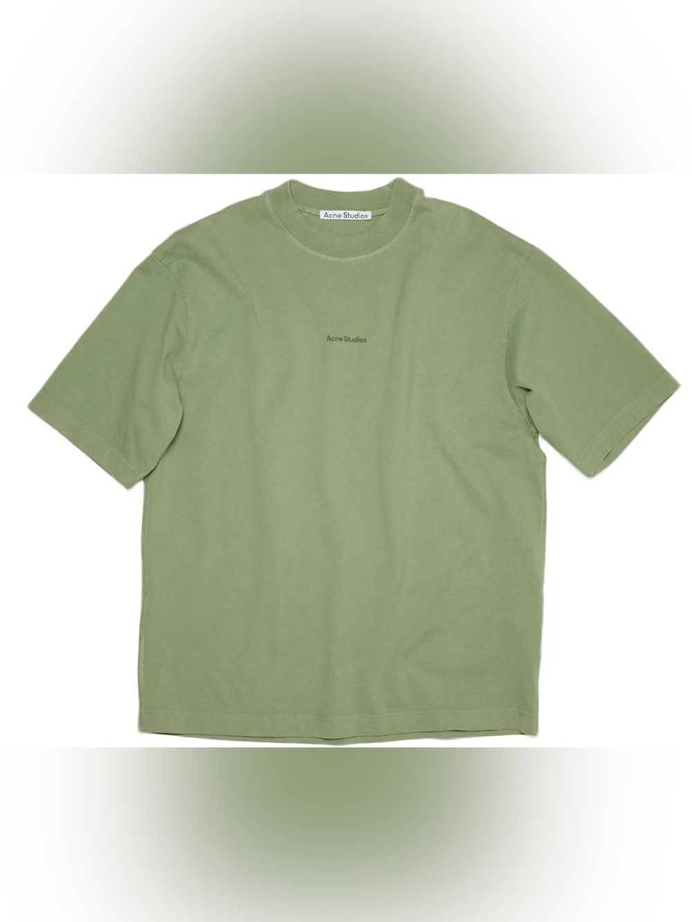 Acne Olive-Style Sage Green Short Sleeve Logo Tee